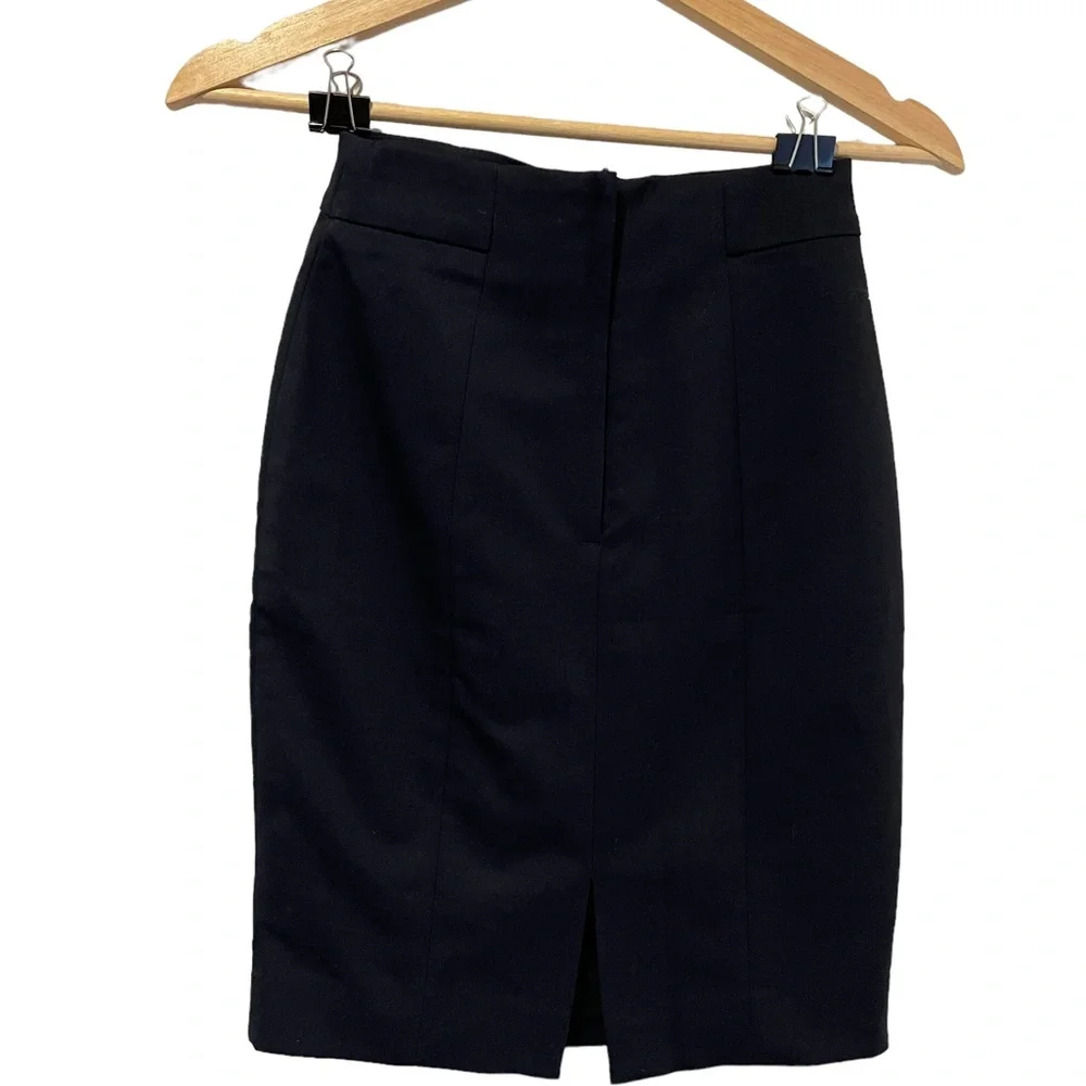 H&M Navy Blue High Waisted Pencil Skirt Size 2 - Picture 5 of 7